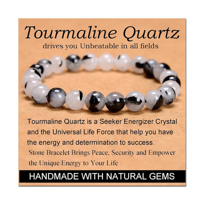 Massive Beads Black Obsidian - Stone of Pleasure - Handmade Yoga Stretch Elastic Bracelet Natural Stone Crystal Healing Power Energy Gifts for Unisex Adult 4Mm