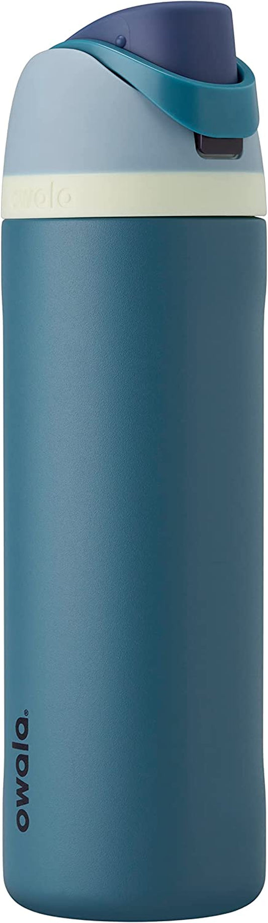 Owala Freesip Insulated Stainless Steel Water Bottle with Straw for Sports and Travel, Bpa-Free, 24-Oz, Blue/Teal (Denim)